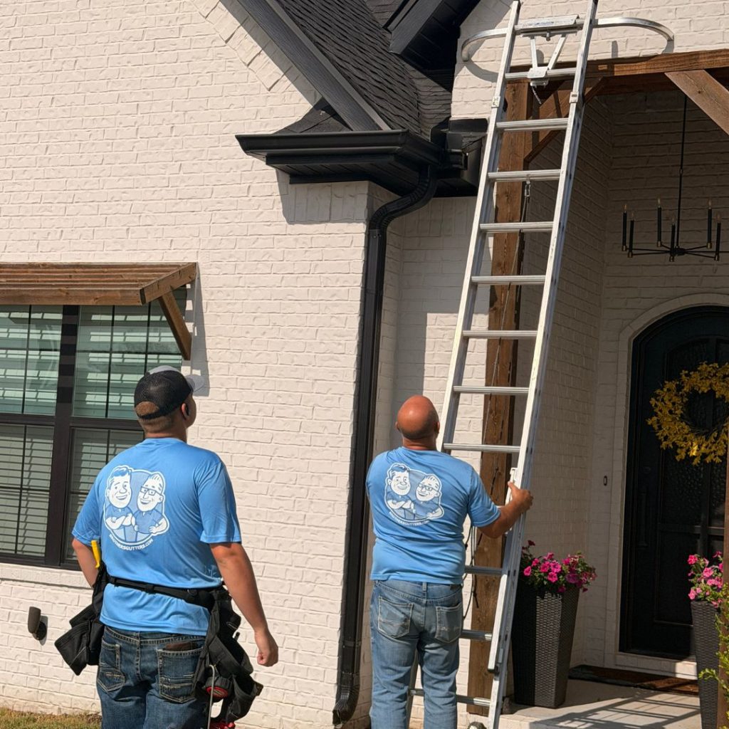 Seamless gutter run on a Northwest Arkansas roofline