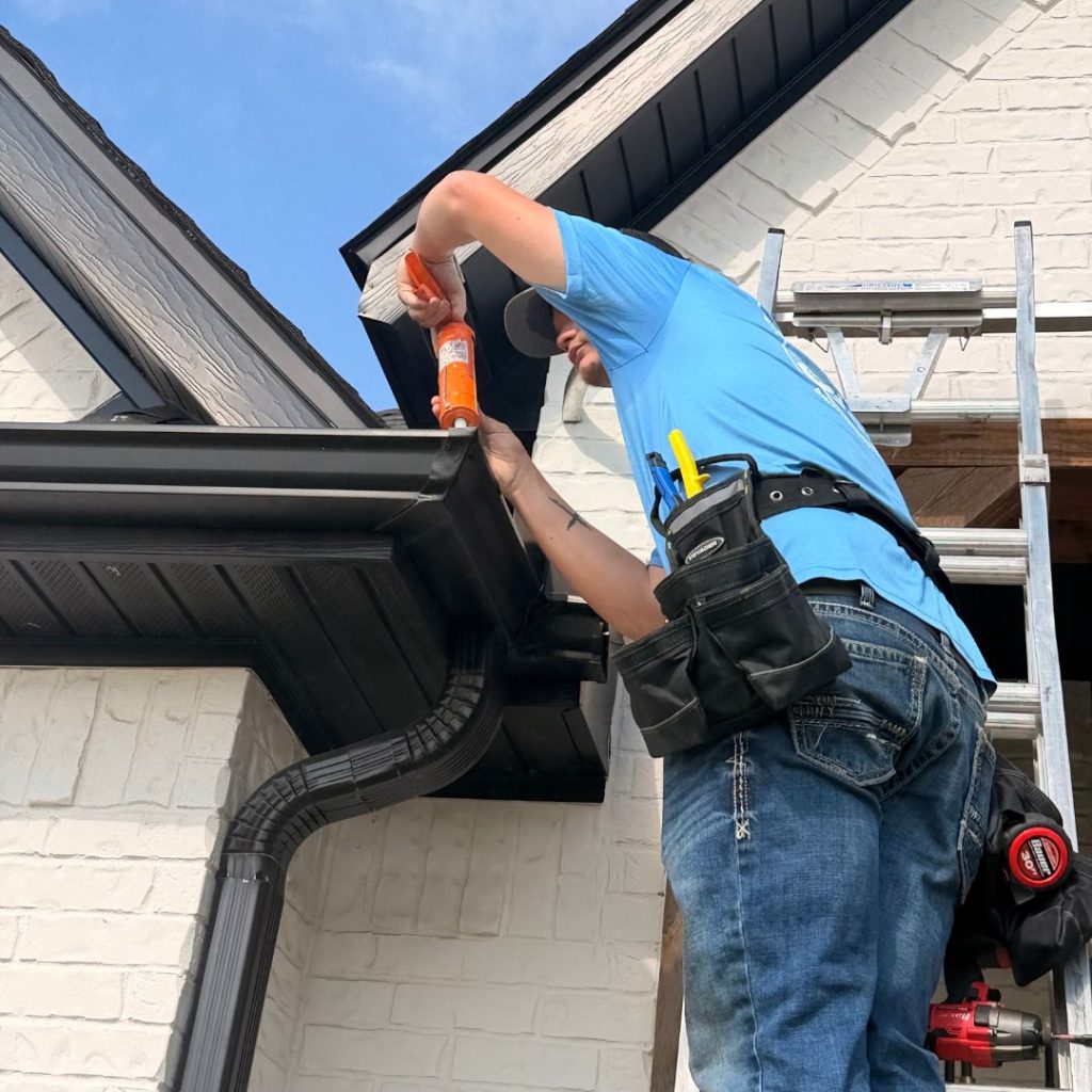 Seamless gutter run on a Northwest Arkansas roofline