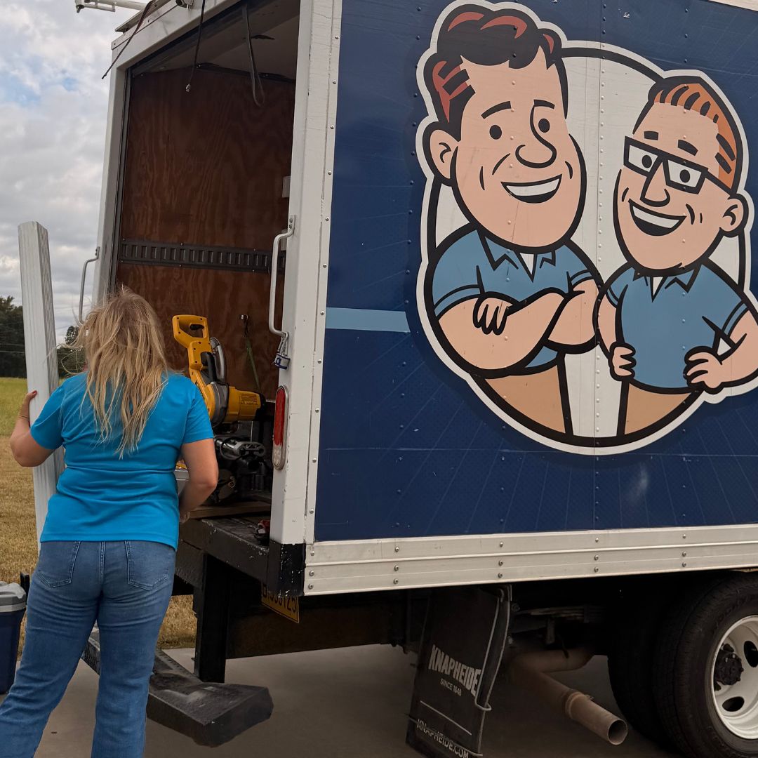 Grabbing materials from the truck